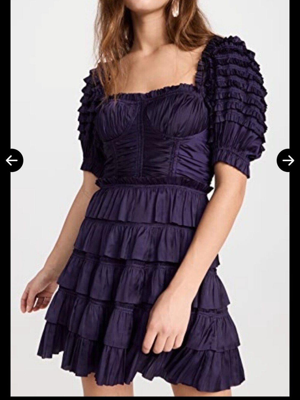Ulla Johnson Lucette Puff Sleeve Tiered Mini Dress in Lago Purple Size 8